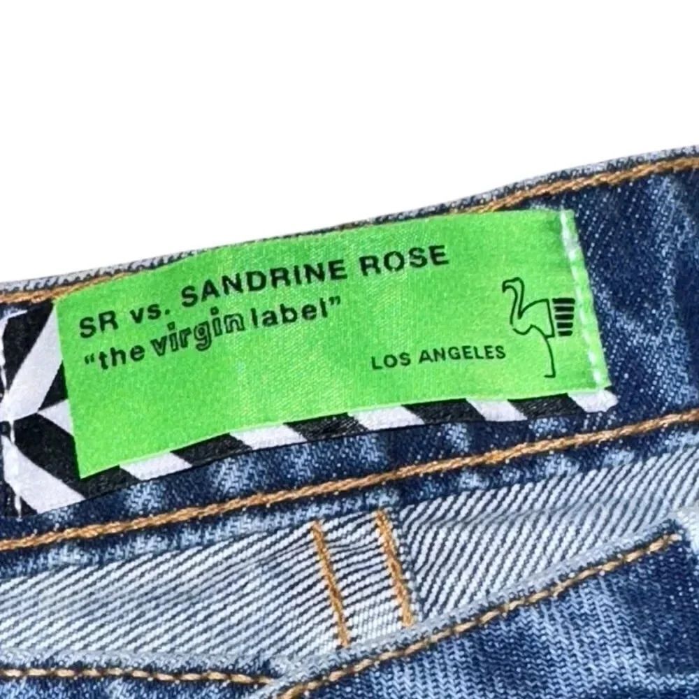🔥 NWT FREE PEOPLE X SANDRINE ROSE Distressed INDIGO straight leg Jean size 28 - Picture 7 of 12